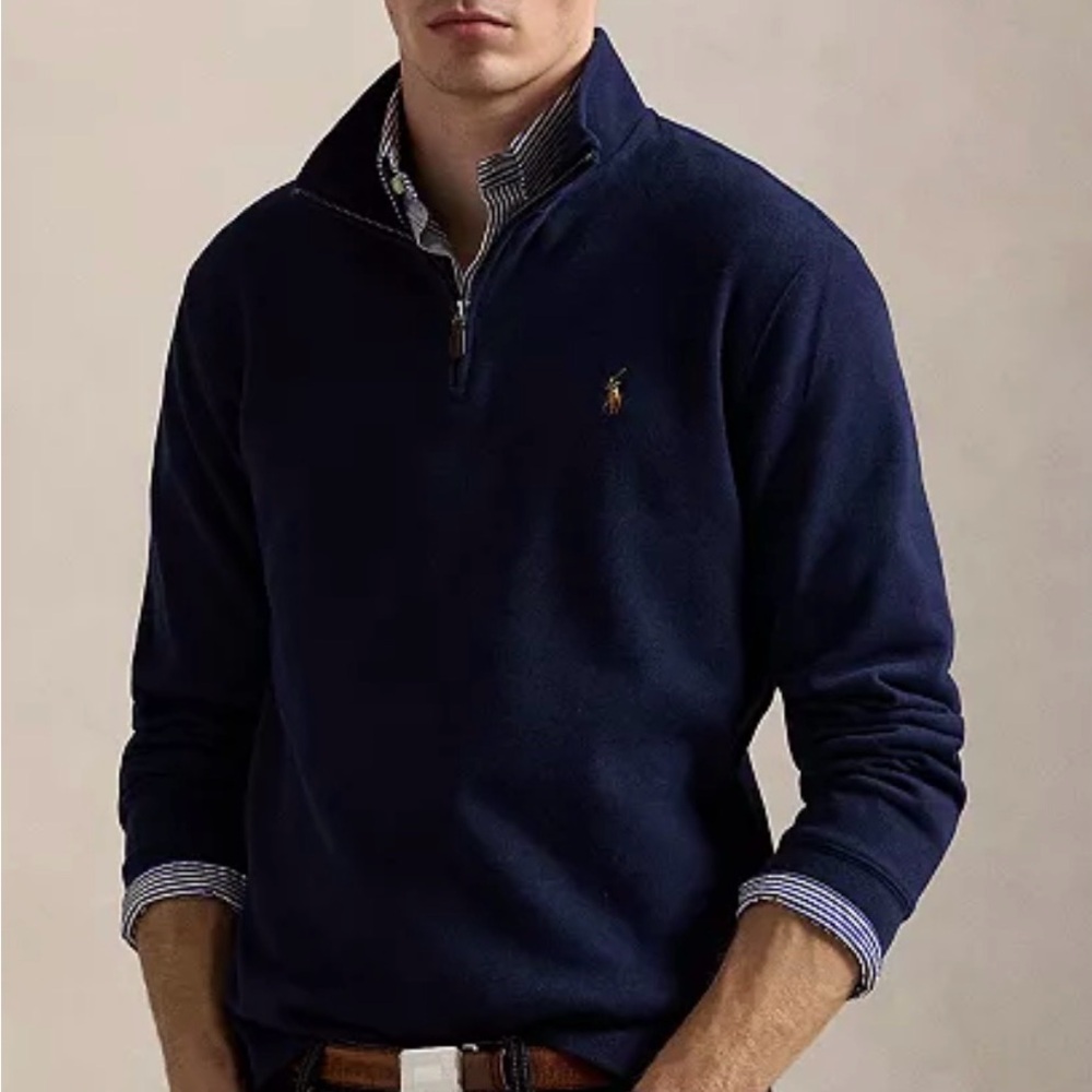 Polo by Ralph Lauren Navy Half-Zip Sweater with Gold Pony